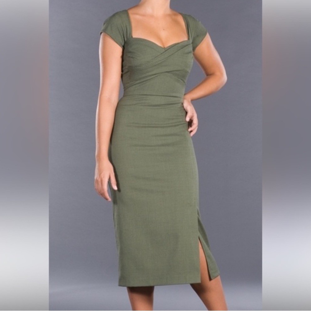 Stop Staring Green Houndstooth Dress Retro